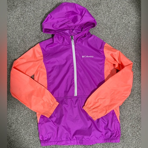 Columbia Half Zip Windbreaker Spring Jacket Girl's Size Large 14/16 - Picture 1 of 9
